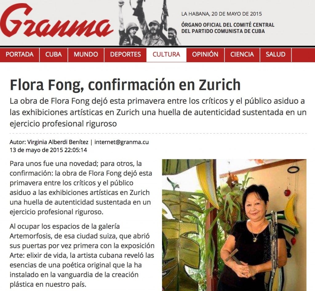 Article on Flora Fong's exhibition in Zürich in Granma