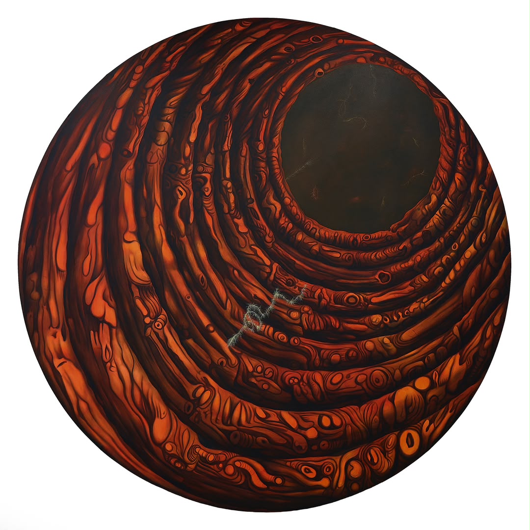 Dayron Gallardo - From the *Far Horizons* series; Óleo sobre lienzo; 200 centímetros de diámetro; 2026
